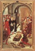 BERRUGUETE, Pedro Scenes from the Life of Saint Dominic:The Burning of the Books oil painting on canvas